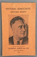FDR National Democratic Victory Party 1937