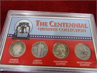(4)US coins. Quarter, Barber, Liberty, Washington.