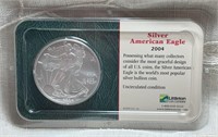 2004 UNC Silver American Eagle Dollar Coin, 1oz
