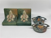 Roseville Magnolia Bookends & Candle Holders.