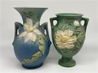 Roseville Pottery Clematis & Peony Vases.