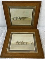 2 x Framed Photographs Of Early Prop Planes