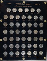 BU SET OF ROOSEVELT DIMES 1946-65 PLASTIC HOLDER