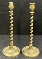 Vintage Twisted Brass Candle Holders