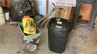 Trash can, seeder & weed prevention (2) used