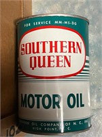 VINTAGE   1960’s SOUTHERN QUEEN Motor Oil Can