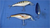 2 Super Shad Type Rattling Lures & Blue Chrome