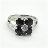 Silver Garnet Cz(2.65ct) Ring