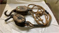 Pair Large Wood/rope Pulley's