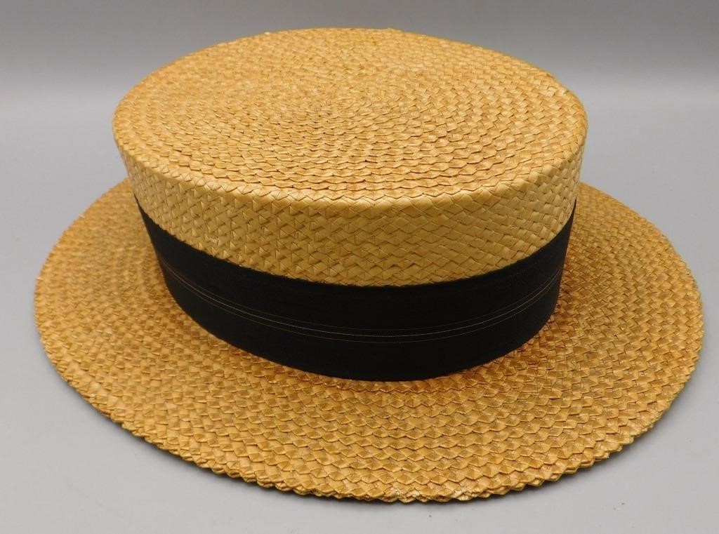 Vintage Straw Boater Campaign Style Hat