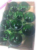 (12) Vintage Anchor Hocking Green Punch Bowl Cups