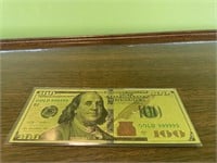 Double Sided 24K $100 USD Gold Bill Novelty