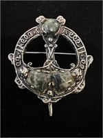 Celtic design pendant brooch with stones