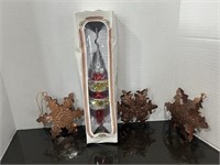 3D copper snowflakes & a vintage tree topper