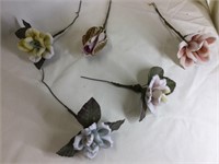 Vintage porcelain compote flowers on wire stem