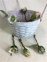 Vintage porcelain compote flowers on wire stem In