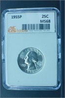 1955 P  25C  MS68    lists 8500