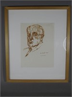 Richard Hollander Ink on Paper Portrait