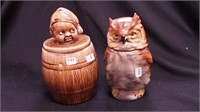 Two figural tobacco jars: owl and Black