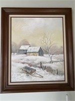 Singed Hopkins Framed Painting 26x31