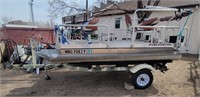 2016 ALUMASPORT PONTOON BOAT W/TRAILER, MOTOR