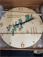 Waupaka Chain o Lakes Carved Clock