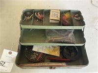Vintage Metal tackle box and contents