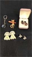 Crystal Keychain, Cat Pin & Jewelry QCG