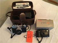 2 cameras- Yashica w/ case, canon snappy