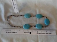 Heavy Reconstituted Turquois Bead Necklace