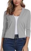 OUTFLITS Women's 3/4 Sleeve Cropped Cardigan
