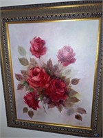 FRAMED PAINTING OF RED ROSES