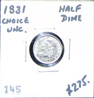 1831 Half Dime CH-UNC. Real Nice!.