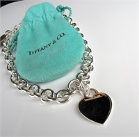 Tiffany & Co. Sterling Heart Charm Necklace