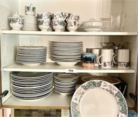 Mikasa "Provincial" china in upper kitchen cabinet