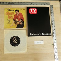 Lot of Elvis TV Guide Collectible & 2 45 Records