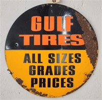 "Gulf Tires" Single-Sided Metal Sign