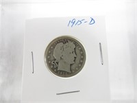 1915-D Barber US Silver Quarter