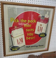 LM Cigarette Framed Advertising