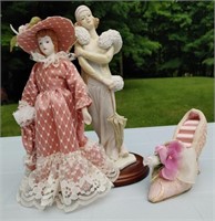 Porcelain Doll, Classic Girl Statue & Shoe Ring
