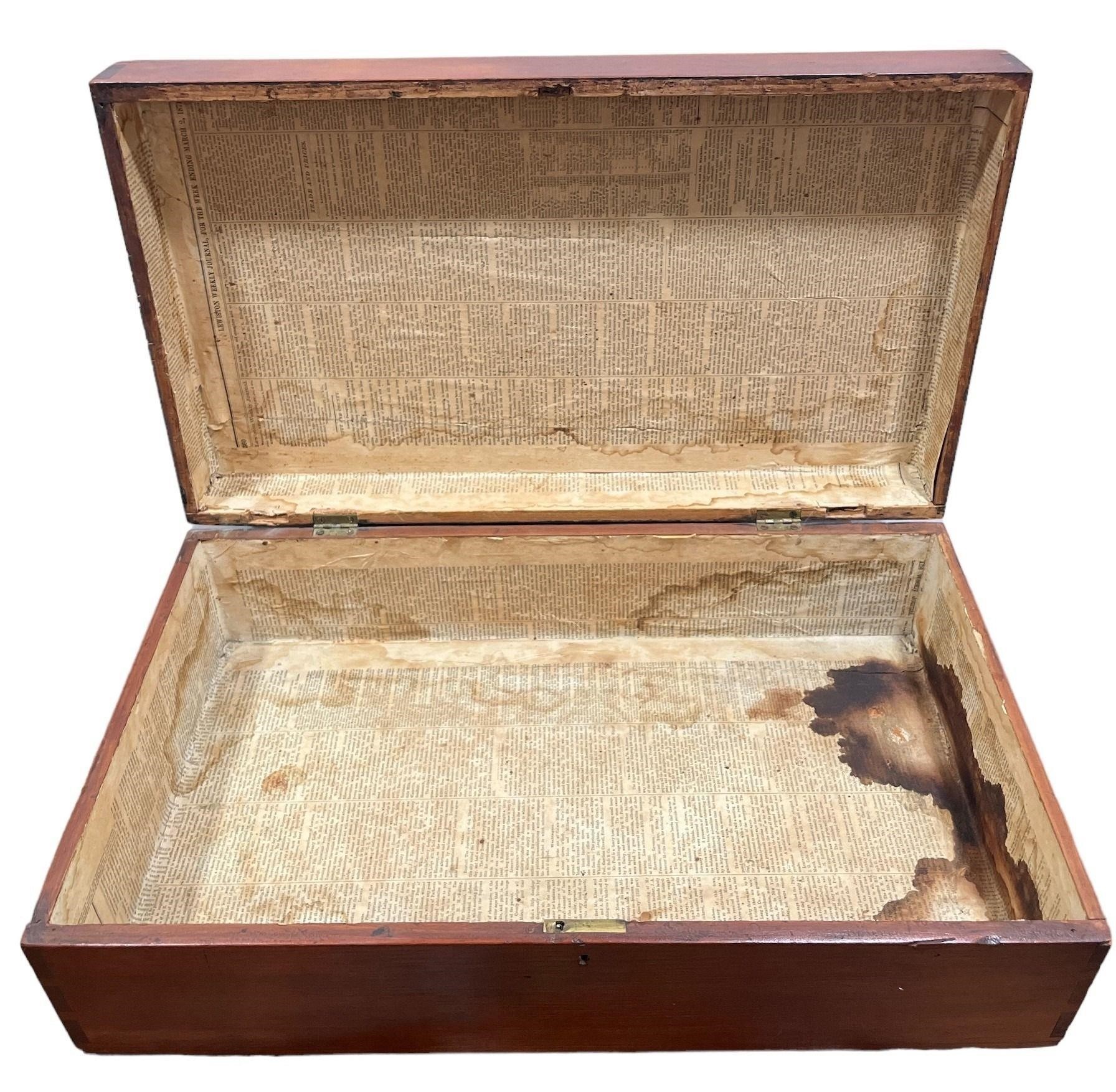 Antique 1871 Newspaper Lined Storage Box