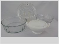 Glass Bowls Cake Plate & Covered Dish