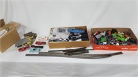 VINTAGE TOY CARS, TRAIN TRACK & MODEL PIECES