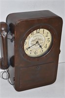 Faux Vintage Look Telephone Clock w/Key Hooks