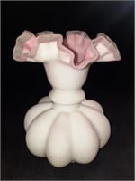 Fenton Peach Blow Melon Vase - 8"