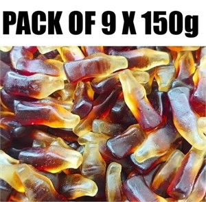 MIGHTY MARKED GUMMY COLA BOTTLES PACK OF 9 X 150g