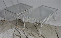 2 Ornamental Wrought Iron Glass Top Patio Tables