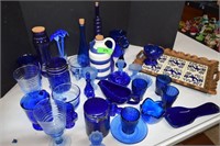 Large Collection of Blue Glassware