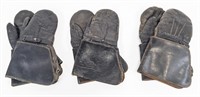 (3) Pairs of 1950's Leather Motorcycle Mittens