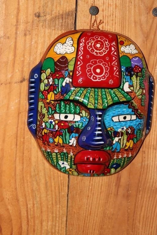 Mexican terracotta hand painted folk art pottery